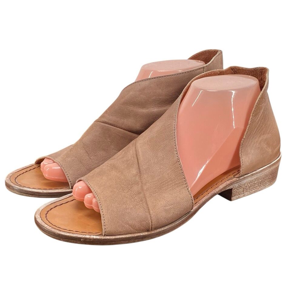 Free People Mont Blanc Asymmetrical Sandals Tan D'Orsay Size‎ EU 39 US 8.5 - Picture 3 of 10